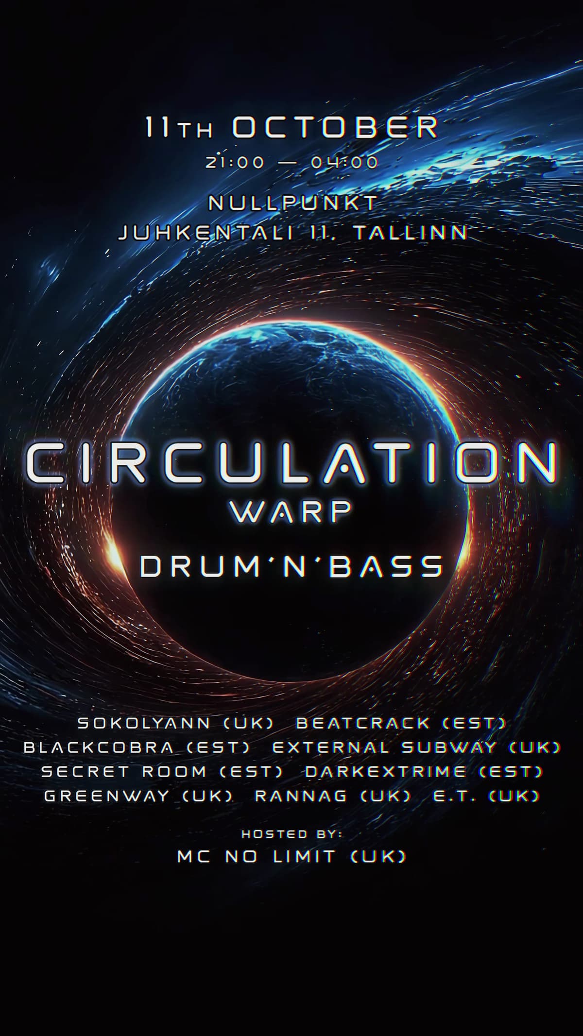 CIRCULATION – WARP (UK) | DnB | 2 STAGES & F2F DJs x MC No Limit